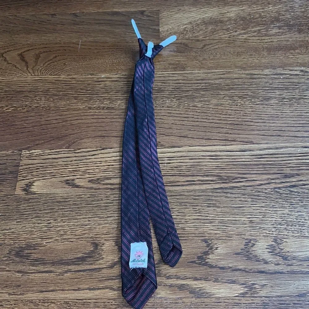Vtg 60s‎ burgundy & black little boys clip on tie